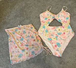 Celebrity Pink Ruched V-Neck One Piece Swimsuit Size XL thumbnail 1