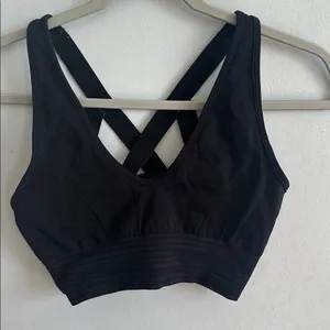 Whistles Womens Sports Bra Black Criss Cross Straps Ribbed Band Size S/M thumbnail 2