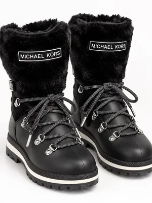 Michael Kors Black Faux-Fur Lace-Up women’s Boots Sz 7 thumbnail 1