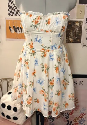 Curl Surf California Floral Bow Strapless Mini Dress thumbnail 1