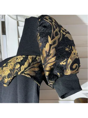 Vintage Y2K black gold brocade top puffed cocktail elegant whimsigoth glam M thumbnail 4