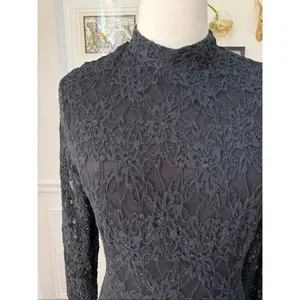 Bardot Stretchy Black Lace Long Sleeve Mock Neck Skater Dress M 6 thumbnail 3