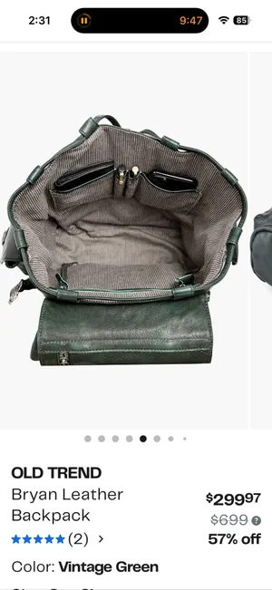 Old Trend Bryan Leather Backpack Green thumbnail 2