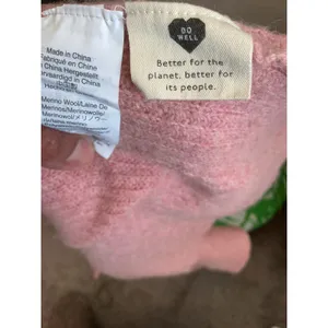 Madewell Button-Front‎ Merino Wool Blend Sweater XXS Pink Ribbed Knit Top thumbnail 3