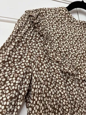 Doen Hawthorne Dress Olive Cherry Willow Floral Long Sleeve Maxi‎ Dress Size S thumbnail 4