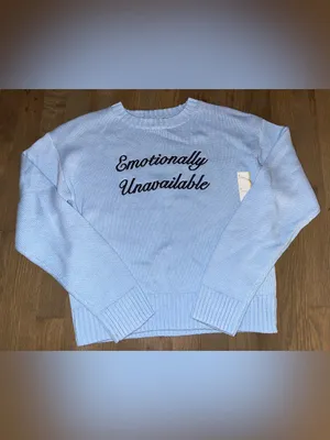 NWT Wild Fable Emotionally Unavailable Blue Knit Sweater Size S thumbnail 2
