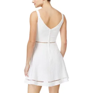B Darlin Juniors Textured Crochet-Trim Fit & Flare Dress White 3/4 thumbnail 6