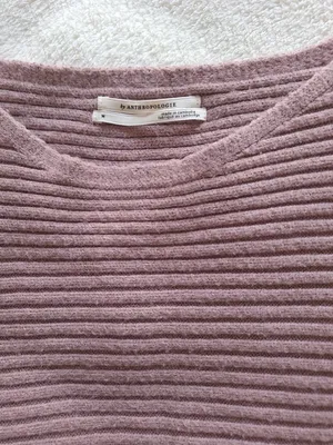 Anthropologie Ribbed Knit Sweater M Oversized Asymmetrical Mauve Purple Pullover thumbnail 2