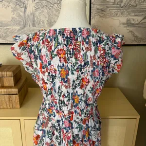 ANTHROPOLOGIE Floral Slocked Mini Dress Size Parge Petite‎ thumbnail 4