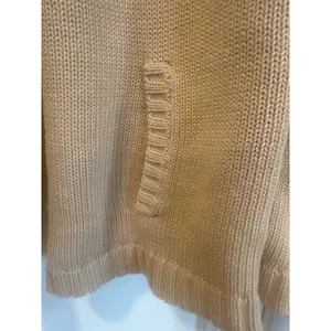 Lauren Ralph Lauren Tan Cotton Full Zip Cardigan Sweater Ribbed Knit Womens L thumbnail 2