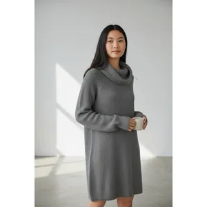 *New GAP Knit Sweater Dress Womens MTall Gray Cowl Neck Neutral Classic Office thumbnail 10