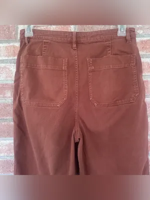 Quince High Rise Cropped Wide Straight Pants Women’s 31 Rust Orange Twill thumbnail 6