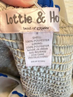 Lottie & Holly Polka Dot Fit & Flare Dress Size 8 Beige Blue Criss Cross Straps thumbnail 8