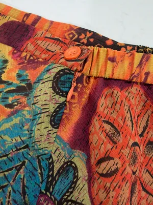 Coldwater Creek Orange Floral Patchwork Midi Skirt thumbnail 9