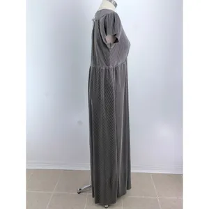 Baltic Born Maxi Dress Grey Micro Pleated V-Neck Short Sleeve XXXL thumbnail 2