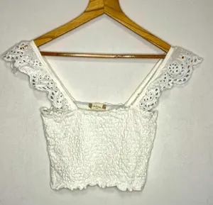 Altar'd State White Lace Rouched Fairy Garden Girl Tank Top Women’s Size XS thumbnail 1
