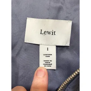 Lewit Womens Leather Jacket in Grey Grisaille Blue Gray Size Large thumbnail 3