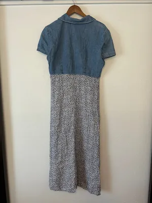 Denim Bodice Floral Maxi Dress - Blue/White thumbnail 4