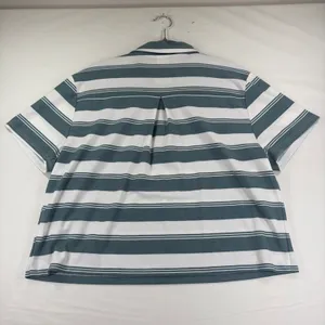 All In Motion Womens Striped Polo Tee Teal White Moisture Wicking‎ Size Large thumbnail 3