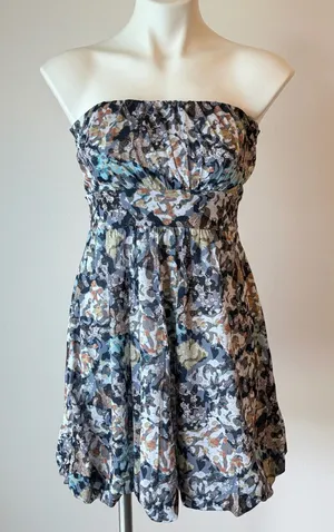 American Rag Camo Floral Abstract Strapless Dress thumbnail 1