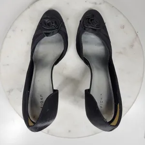 Fioni Dress Pumps Womens‎ 8.5 Black Satin Rose Stiletto High Heels Formal thumbnail 9