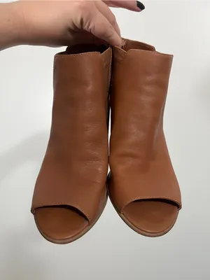 Steve Madden Nobel Camel Brown Heels Open Toe Heeled Ankle Booties Size 8 thumbnail 3