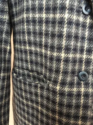 Eddie Bauer Wool Check Long Blazer Jacket Cream Navy Blue M Academia thumbnail 6