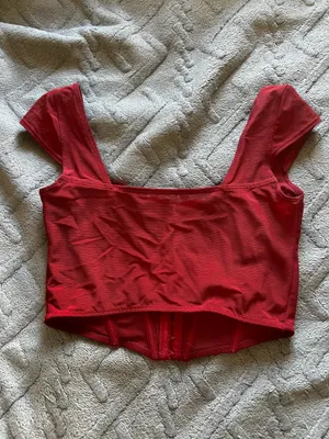 garage maisie cap sleeve red corset top thumbnail 3