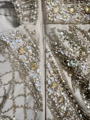 Jovani Gold Embellished one shoulder Evening Maxi Formal Gown with High Slit thumbnail 7