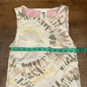 Lands' End Womens Chlorine Resistant High Neck Tankini Swim Top White Tie Dye thumbnail 9