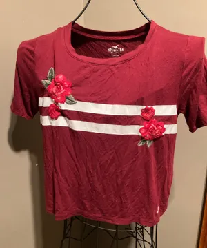 Hollister Red Cropped Short-Sleeve Easy Tee Sz. XS thumbnail 1