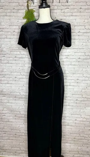 Vintage Black Velvet Waist Chain Whimsigoth Witchy Maxi Dress thumbnail 5