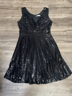GRACE KARIN Black Sequin Fit & Flare Cocktail Dress Size L thumbnail 2