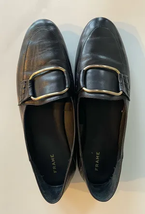 Frame Women’s Leather Loafers Slip On Shoes Black Size 39 thumbnail 1