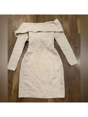 NWT Abercrombie and Fitch Long Sleeve Off-Shoulder Cream Mini Dress XXSP thumbnail 4