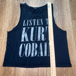 Nirvana Listen To Kurt Cobain Graphic Muscle Tank Top Black Womens Large Grunge thumbnail 3