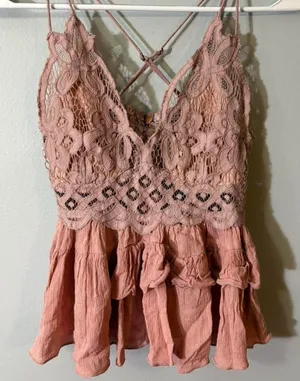 Free people babydoll tank top‎ crochet thumbnail 1