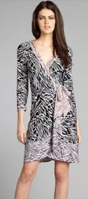 BCBGMAXAZARIA New w $158 Tags Abstract Print Wrap V-Neck Dress XS - Small thumbnail 1