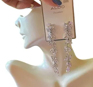 Aldo occasion earrings ZIRCONE CUBIQUE crystal tassel silver tone drops thumbnail 1