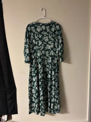 Vintage Maggie Lawrence Floral Button Front Midi Dress Size 14/16 Green thumbnail 3