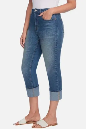 Frye Cuffed or Straight Leg High Rise Stretch Blue Jeans 10 thumbnail 1