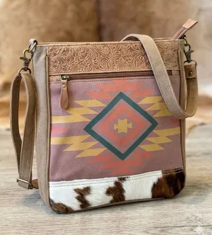 NWOT Trailblazer Aztec + Cowhide Shoulder Bag Brown thumbnail 1