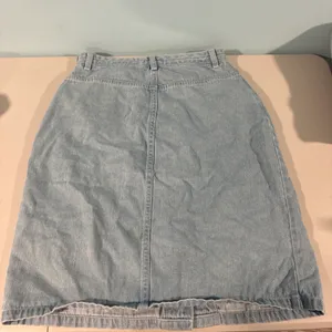 Christopher & Banks Vintage 90s Button Front Denim Skirt Light Wash Midi A-Line Jean Pockets thumbnail 3