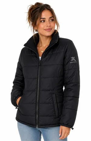 ZeroXposur Women Small Black Quilted Puffer Jacket Full Zip Fleece Collar Winter thumbnail 1