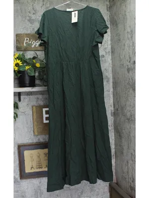 NWT Universal Thread Womens Flutter Short Sleeve Maxi A-Line Dress Dark Green XL thumbnail 3