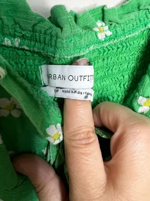 Urban Outfitters UO Magpie Off Shoulder Green Daisy‎ Mini Dress thumbnail 6
