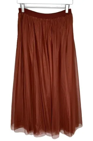 NWT Baltic Born "Mila Tulle Skirt", Cinnamon Brown, Maxi-Length, Size Small thumbnail 1