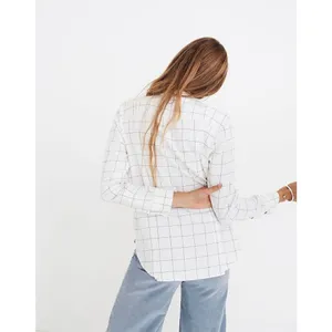 Madewell Flannel Tie-Neck Shirt in Windowpane‎ sz S thumbnail 2