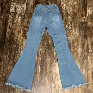 Chic Blue Flare Jeans with Distressed Details thumbnail 3