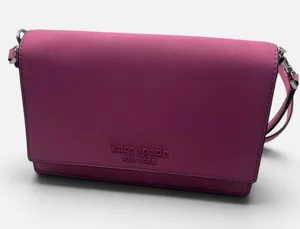 Kate Spade Cameron Small flap crossbody bag with chain strap bright peony pink thumbnail 1